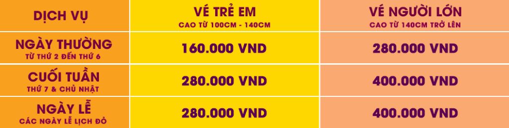 GIÁ VÉ COMBO CÔNG VIÊN & BÃI BIỂN